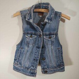 American‎ eagle denim crop vest double breasted pocket